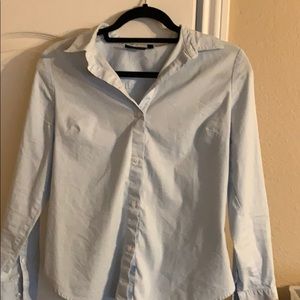 Blue button down top
